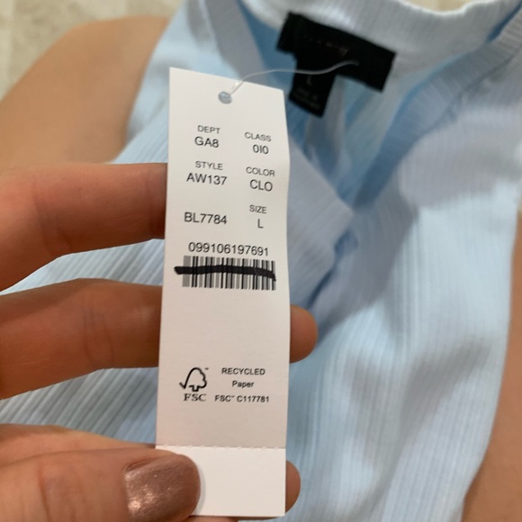 J crew blue rubbed ruffle tank top fitted - Picture 3 of 5